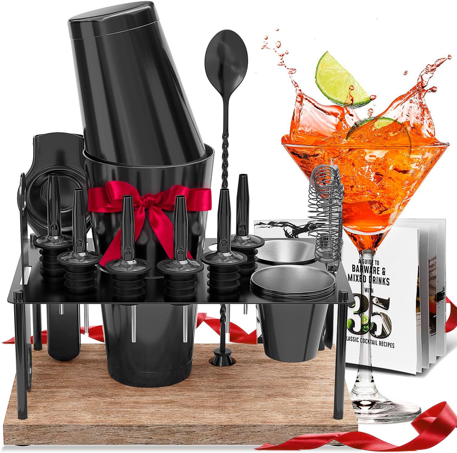 Bar Set Cocktail Shaker Set Bartender Kit 17 Piece Black Cocktail Set – 19th Hole Swag