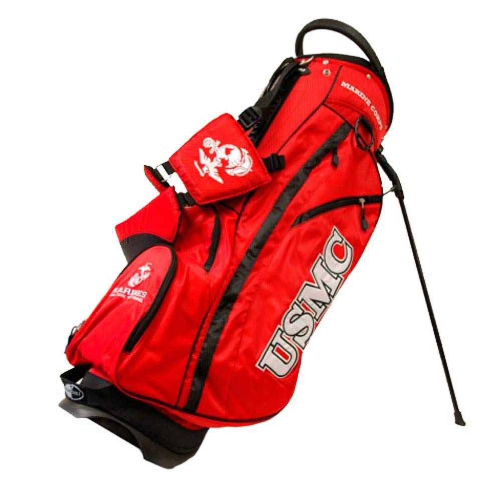 Team Golf Military Marines Fairway Golf Stand Bag Fairway Golf Stand Bag Lightweight 14-Way Top Spring Action Stand Insulated Cooler Pocket Padded Strap Umbrella Holder & Removable Rain Hood