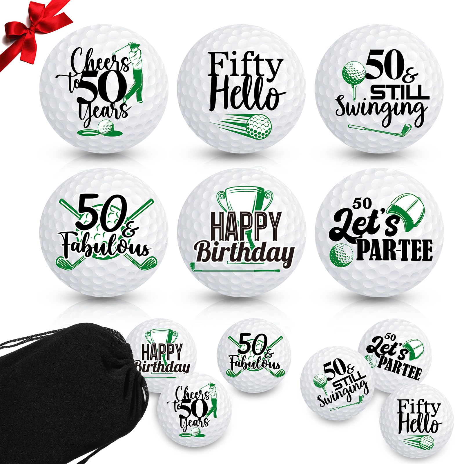 Sonwyoung 6 Pcs Birthday Golf Balls Golf Ball Gift Set Golfer Gift Pack Golf Birthday Set Professional Practice Golf Ball Funny Golf Gifts for Men Golfers(50th)