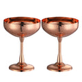 Stainless Steel Coupe Cocktail Glasses Set of 2 Unbreakable Cocktail Glasses for Margarita Manhattan Champagne Engraved Design (Copper Plated Set of 2)