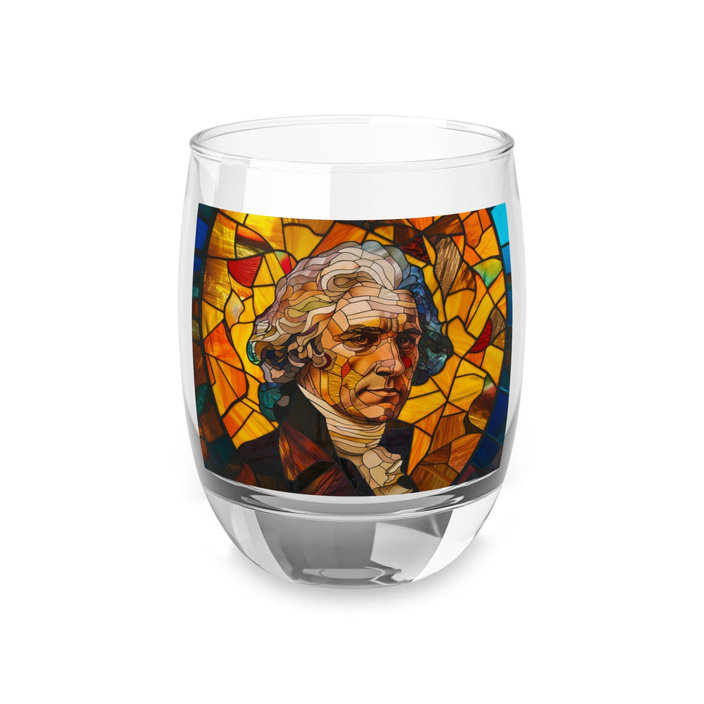 Thomas Jefferson Stained Glass Whiskey Glass - Founding Fathers Barware - 4LibertyShop.com