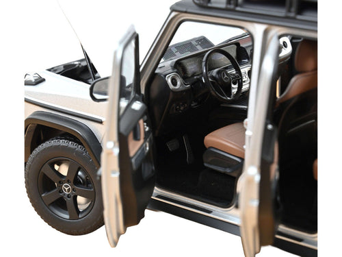 2024 Mercedes-Benz G-Class Professional Iridium Silver Metallic with Black Top and Roof Rack 1/18 Diecast Model Car by Norev
