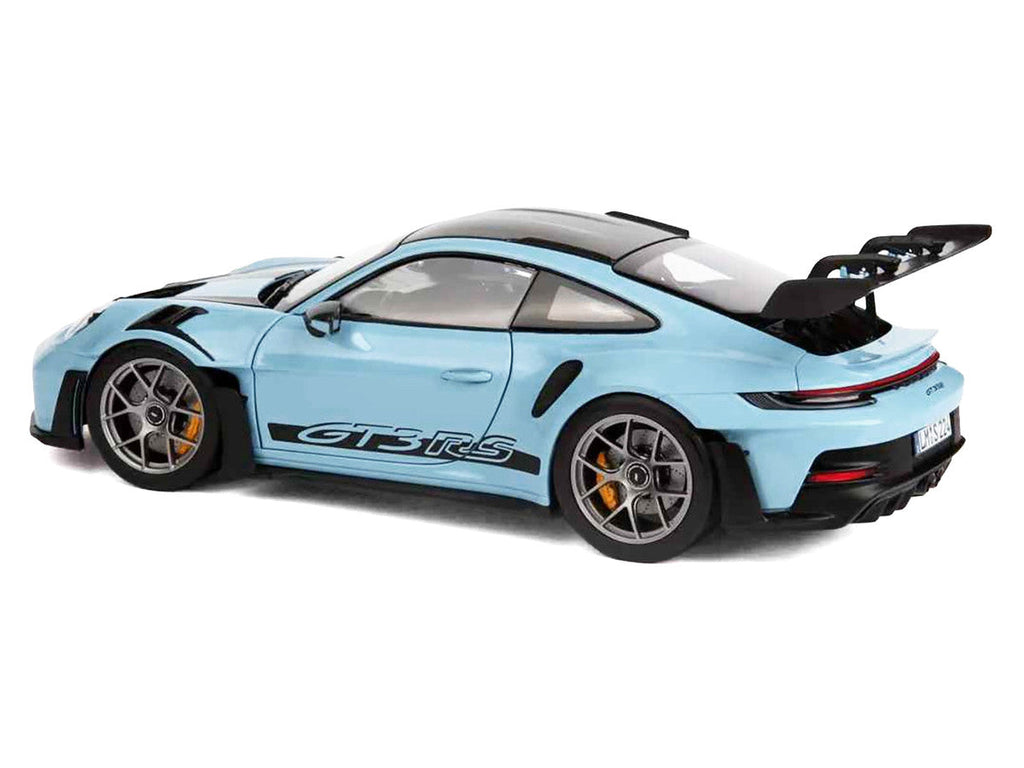 2022 Porsche 911 GT3 RS Weissach Pack Gulf Blue with Carbon Top and Hood Stripes 1/18 Diecast Model Car by Norev