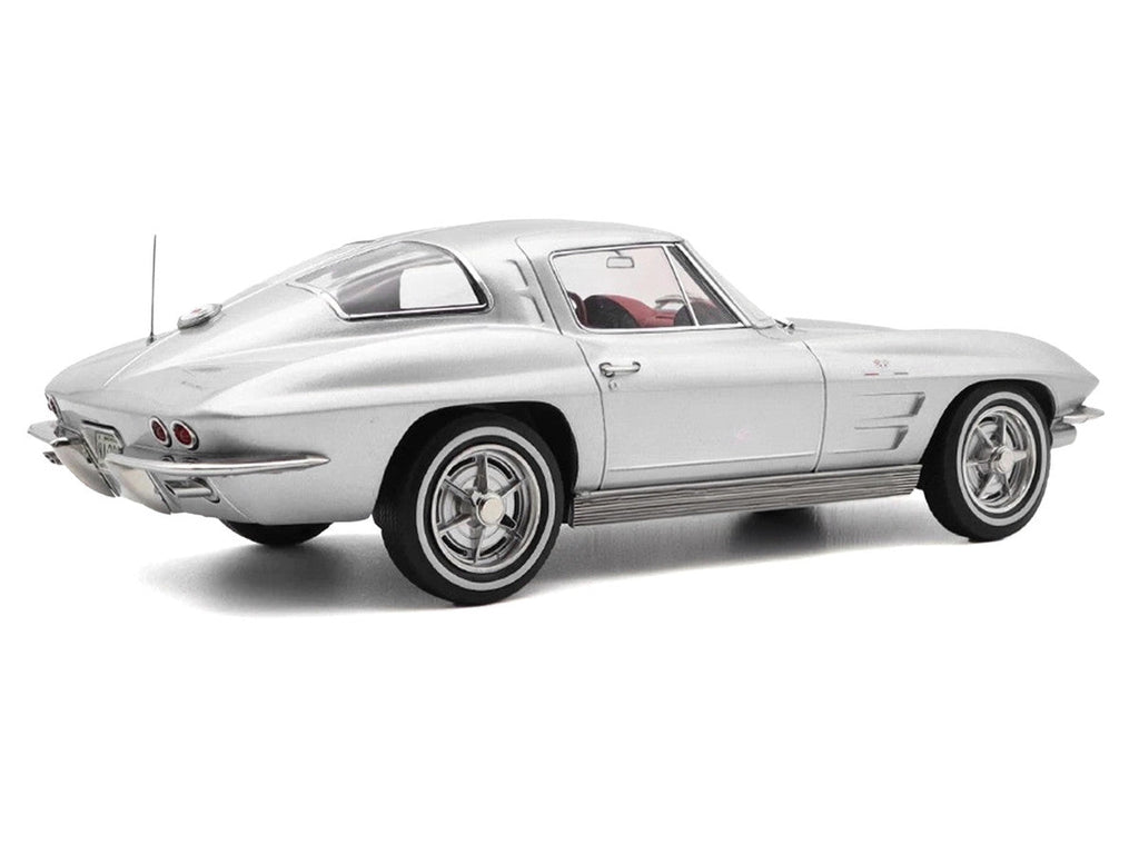 1963 Chevrolet Corvette Sting Ray Sebring Silver Metallic with Red Interior 1/18 Diecast Model Car by Norev