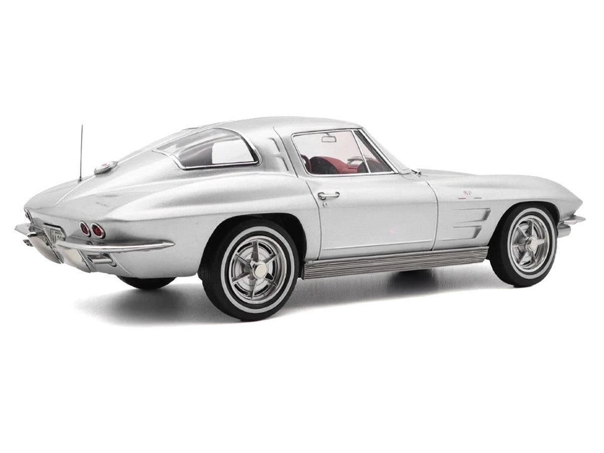 1963 Chevrolet Corvette Sting Ray Sebring Silver Metallic with Red Interior 1/18 Diecast Model Car by Norev
