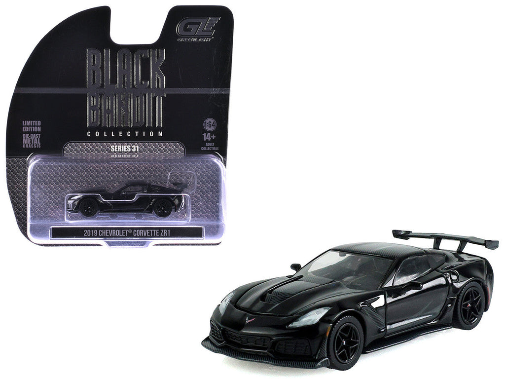 2019 Chevrolet Corvette ZR1 Black "Black Bandit" Series 31 1/64 Diecast Model Car by Greenlight