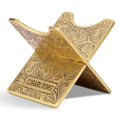 CIGARLOONG Cigar Stand Bright Gold Stainless Steel Foldable Carved Cigar Travel Holder Rest