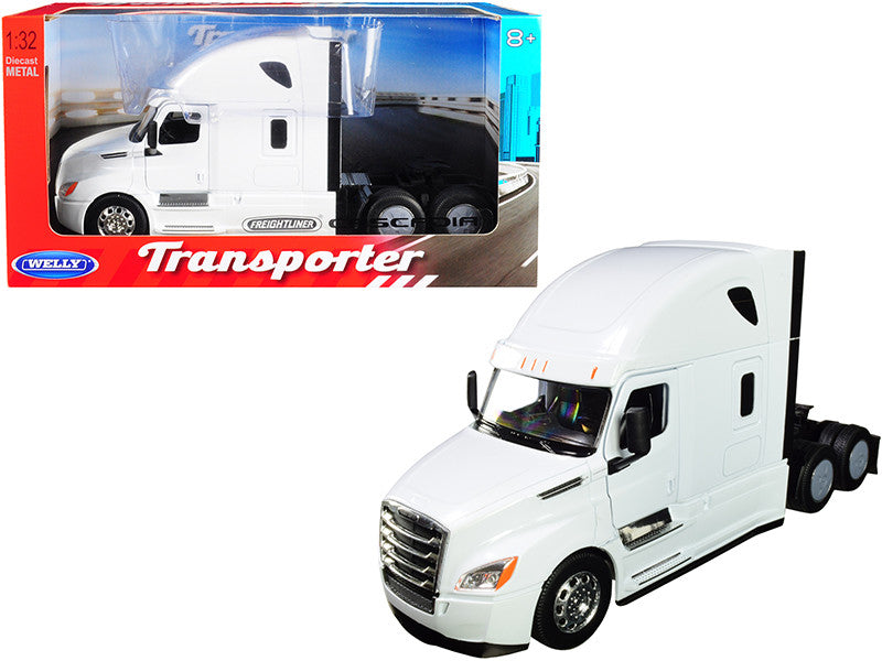 Freightliner Cascadia Truck White "Transporter" 1/32 Diecast Model by Welly