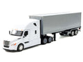 Freightliner Cascadia Truck White with Gray Container "Transporter" Series 1/32 Diecast Model by Welly
