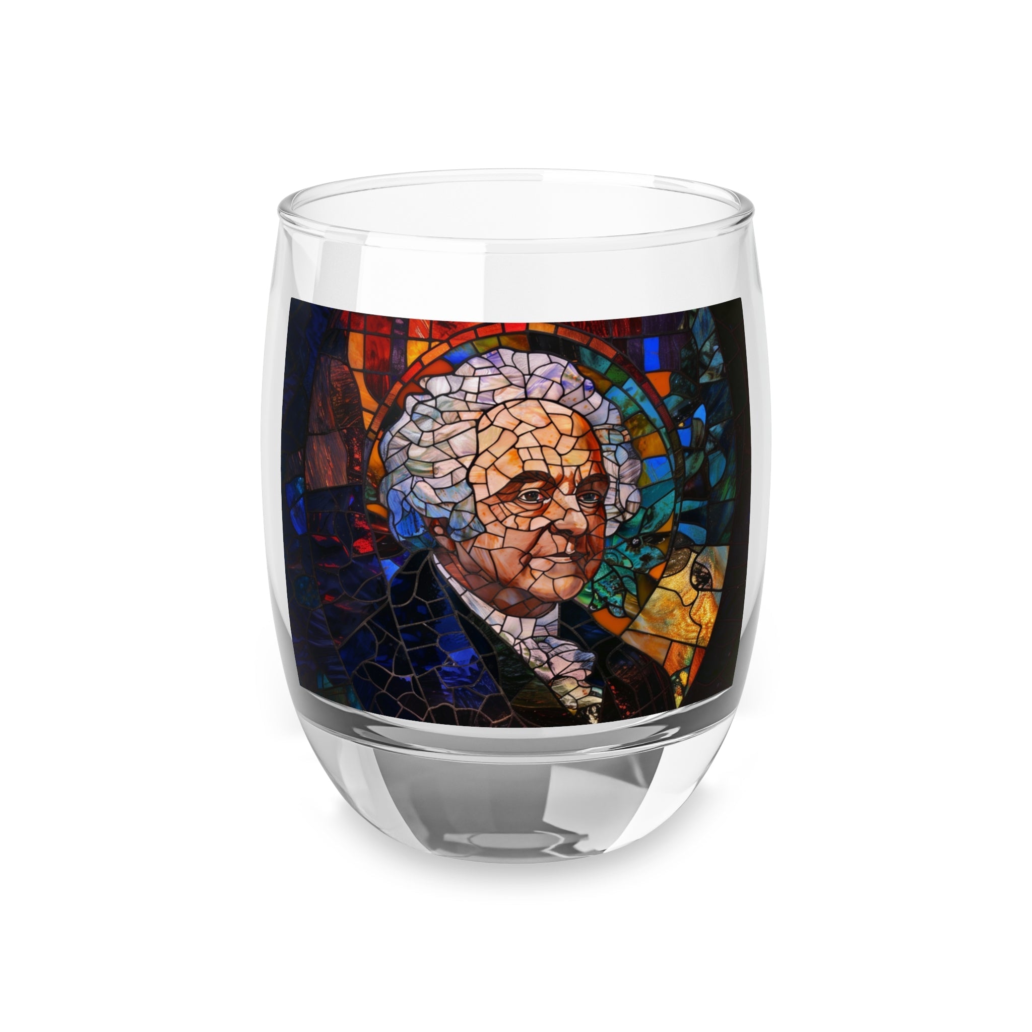 John Adams Stained Glass Whiskey Glass, 6oz