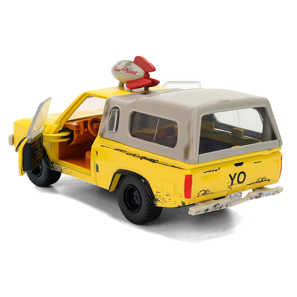 Pizza Planet Truck Yellow (Weathered) with Beige Camper "Toy Story" (1995) Movie "Hollywood Rides" Series 1/32 Diecast Model Car by Jada
