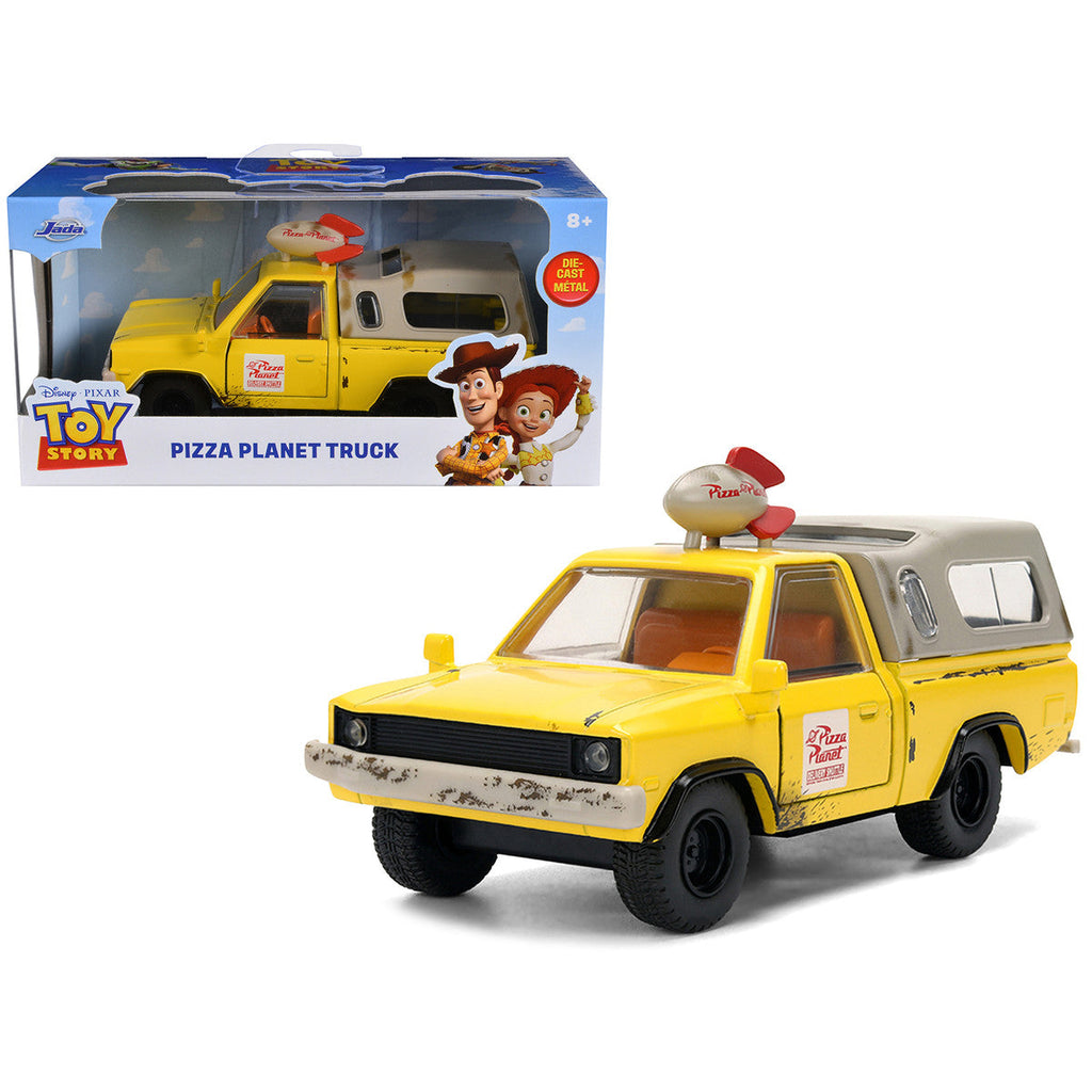 Pizza Planet Truck Yellow (Weathered) with Beige Camper "Toy Story" (1995) Movie "Hollywood Rides" Series 1/32 Diecast Model Car by Jada