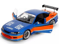 2002 Nissan Silvia (S15) RHD (Right Hand Drive) Blue Metallic with Orange Graphics "The Fast and the Furious: Tokyo Drift" (2006) Movie "25 Years of Fast & Furious" Series 1/18 Diecast Model Car by Jada