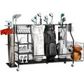 SEALAMB Golf Bag Storage Organizer 3 Golf Bag and Equipment Storage Rack with Wheels Golf Bag Organizer with Side Storage for Golf Equipment Accessories (3 Golf Bags)