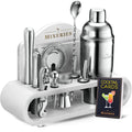 Mixology Bartender Kit with Stand - 18 Piece Bar Set Cocktail Shaker Drink Mixer Set for Home Bar with All Bar Accessories - Bar Tool Set Cocktail Kit Mixology Set Bar Kit (White)
