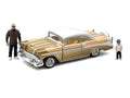 1956 Chevrolet Bel Air Lowrider Gold Metallic with Gold Interior and White Top with 2 Figures Limited Edition to 4400 pieces Worldwide 1/64 Diecast Model Car by M2 Machines