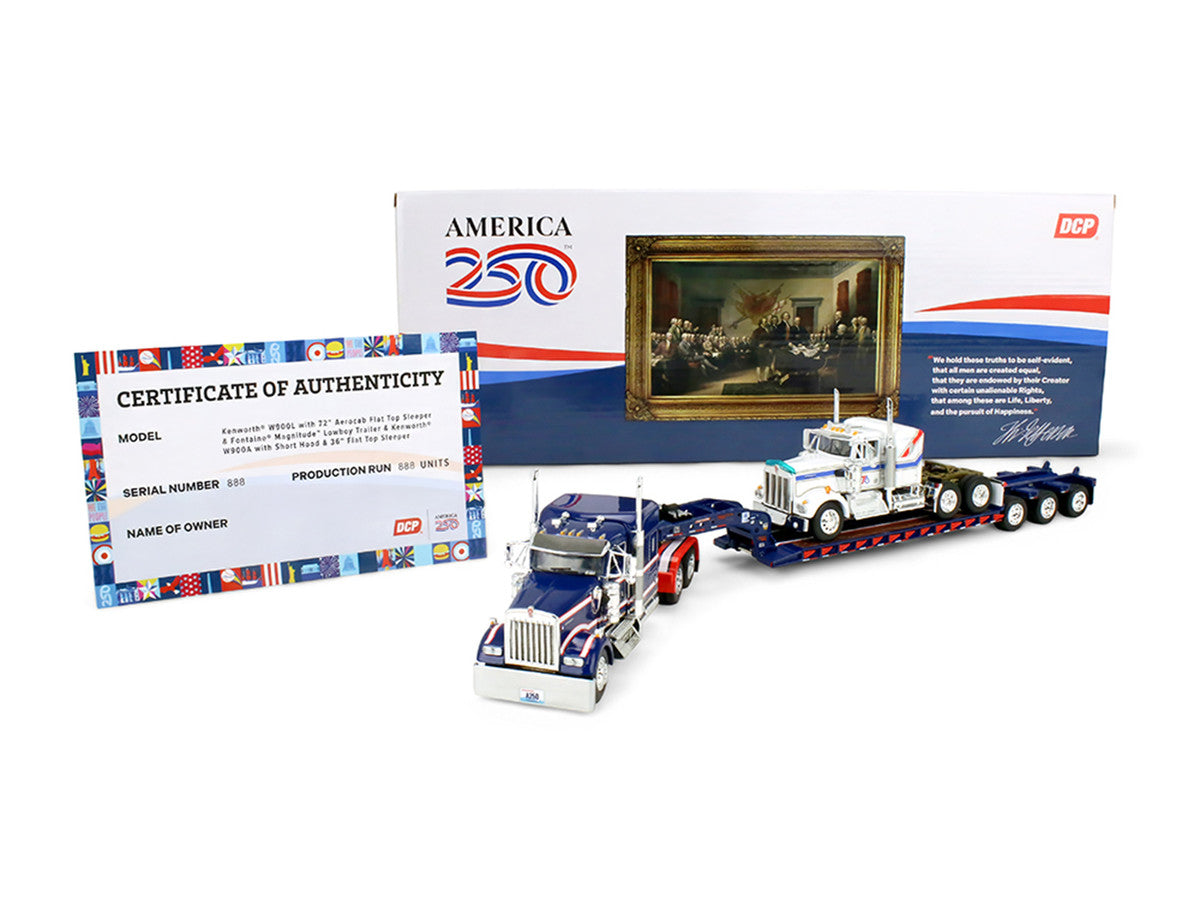 Peterbilt 379 with 70" Mid-Roof Sleeper and Wilson Silverstar Livestock Trailer "National Carriers" White "Legacy Series #5" 1/64 Diecast Model by DCP/First Gear