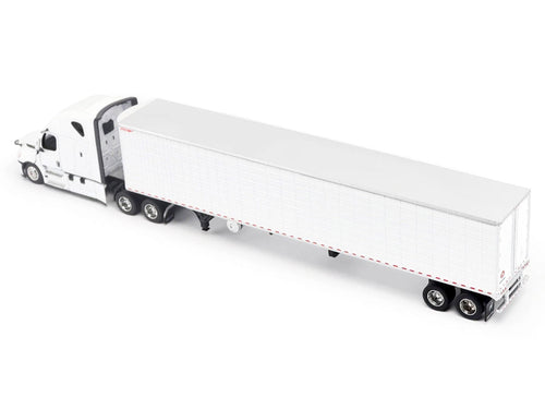 2025 Freightliner Cascadia Gen-5 Truck Tractor with Sleeper and Great Dane Champion 53ft Refrigerated Trailer Winter White "Transport Series" 1/64 Diecast Model by Diecast Masters