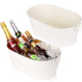 Galvanized Tub Beverage Tubs 2pcs Metal Ice Buckets for Cocktail Bar 3 Gallon Wine Beer Drink Buckets with Handles Large Tub Cooler Mimosa Bar Supplies Ice Bucket for Parties (White)
