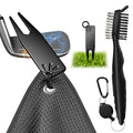Pokfce Magnetic Golf Towel Set with Magnetic Golf Divot Tool & Golf Nylon Brush Waffle Pattern Microfiber Golf Towel for Golf Carts and Bags Golf Accessories for Men and Women Easy Attach to Clubs