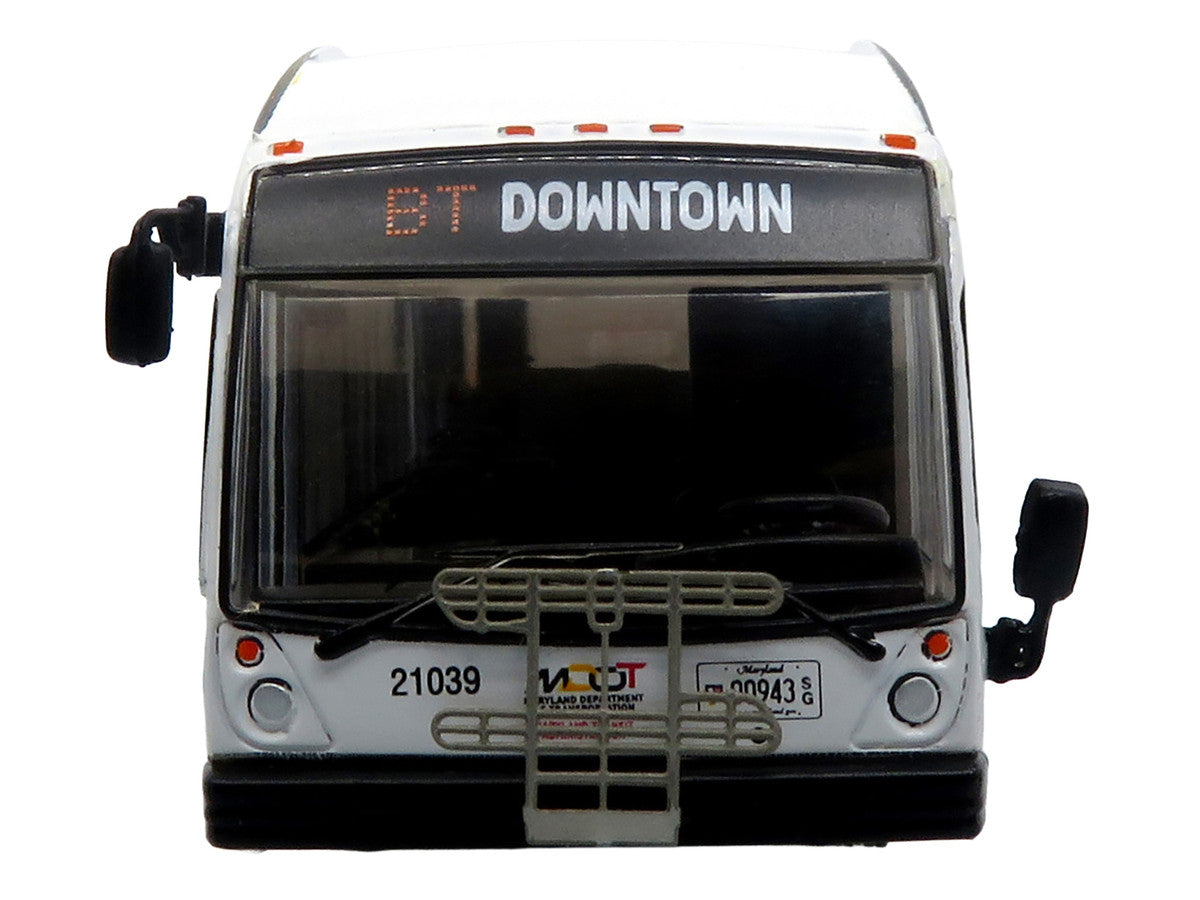 Nova Bus LFSH Hybrid Transit Bus "MTA Maryland" White with Red and Yellow Graphics "The Bus & Motorcoach Collection" Limited Edition to 504 pieces Worldwide 1/87 (HO) Diecast Model by Iconic Replicas