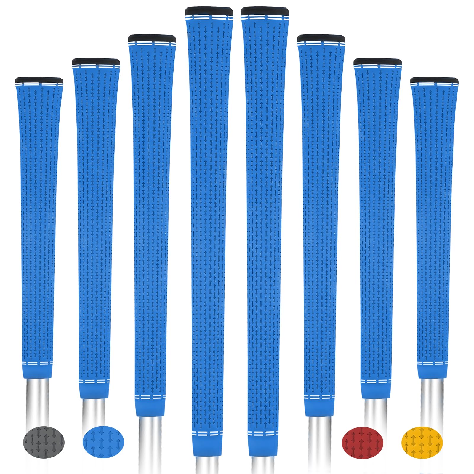 BYBOMYA Golf Grips 8 Pack Rubber Mens Golf Club Grip Comfortable Soft 8 Grips Set Non-Slip Golf Club Grips for Men and Women Standard/Midsize Golf Grips 4 Colors All-Weather Arthritic Grip