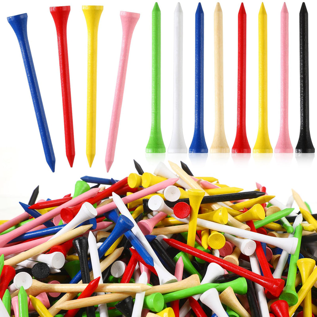 Mudder 2000 Pcs Bamboo Golf Tees Bulk Professional Golf Tees Tall Less Friction Golf Tees for Club Men Women Kids Accessories(3-1/4 Inch Multicolor)