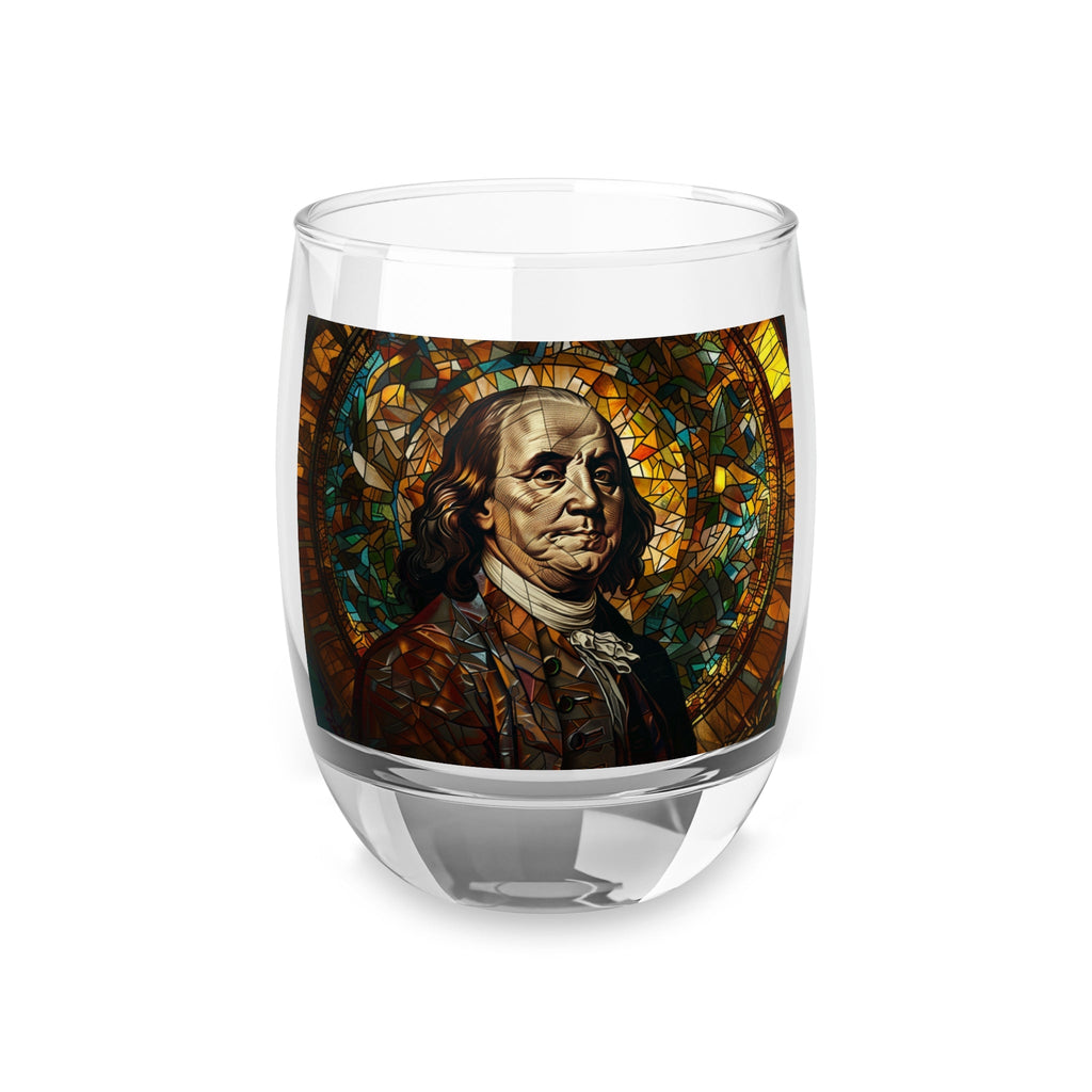 Benjamin Franklin Stained Glass Whiskey Glass - Founding Fathers Barware - 4LibertyShop.com