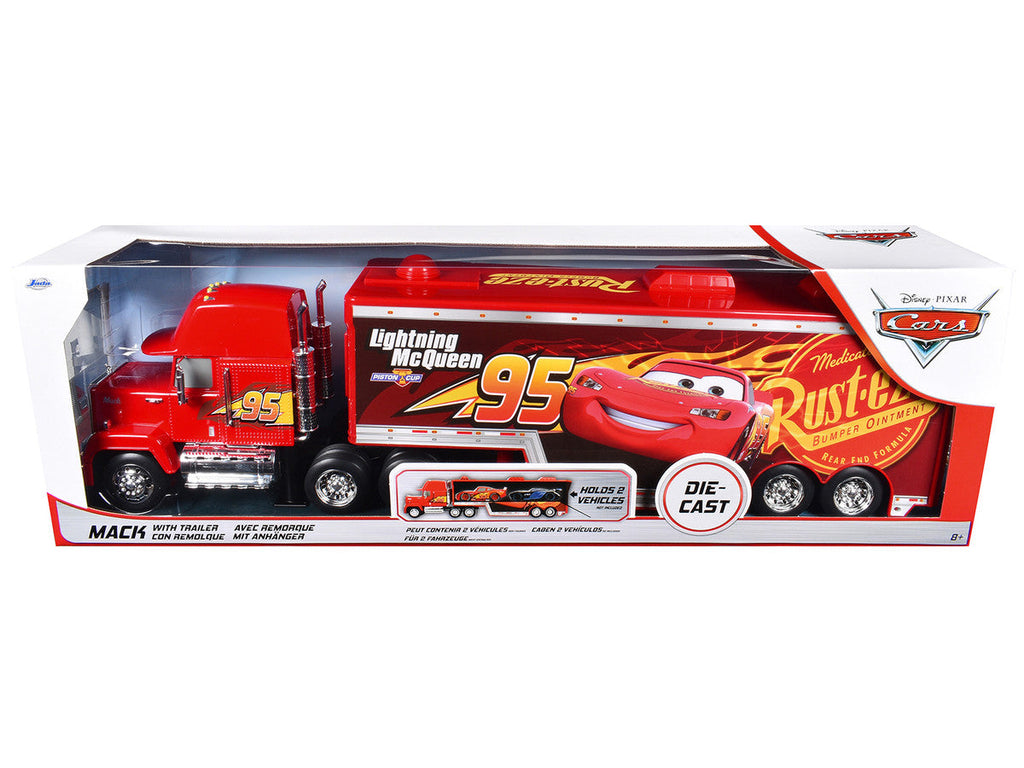Mack Tractor Truck with Hauler Red "Disney & Pixar Cars" Movie "Hollywood Rides" Series Diecast Model Car by Jada