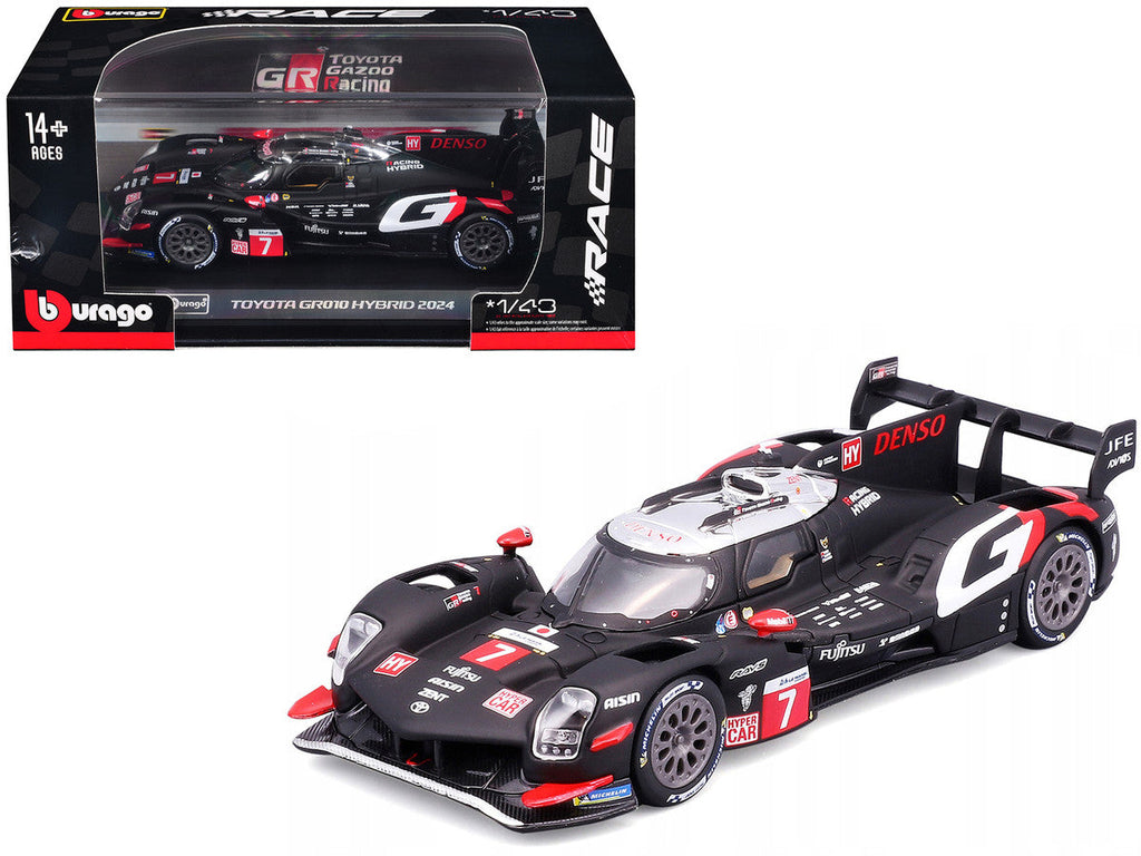 Toyota GR010 Hybrid #7 Kamui Kobayashi - Jose Maria Lopez - Nyck de Vries "Toyota Gazoo Racing" 2nd Place "24 Hours of Le Mans" (2024) "Race" Series 1/43 Diecast Model Car by Bburago
