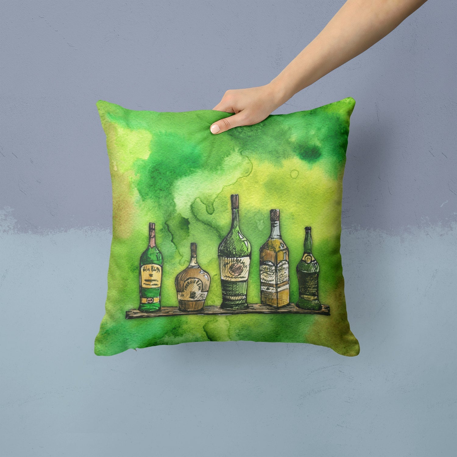 Irish Whiskey Bottle Throw Pillow - 14x14 Decorative Pillow – Art for Your Home & Patio BB5765PW1414