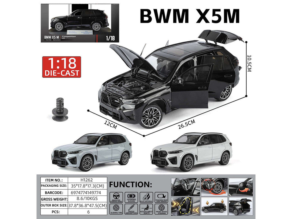 BMW X5 M Competition LCI Black Metallic with Moonroof 1/18 Diecast Model Car by Heimanba