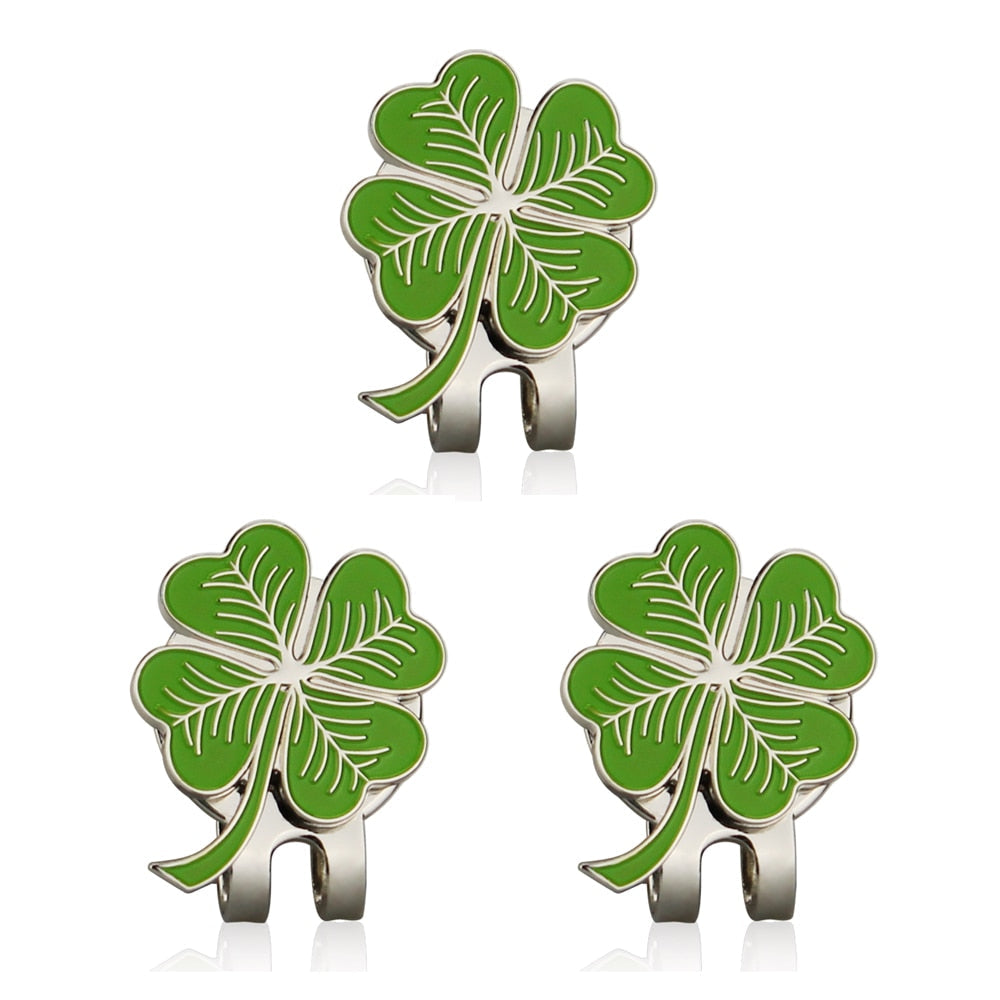 Four Leaf Clover Golf Ball Marker with Hat Clip, Alloy