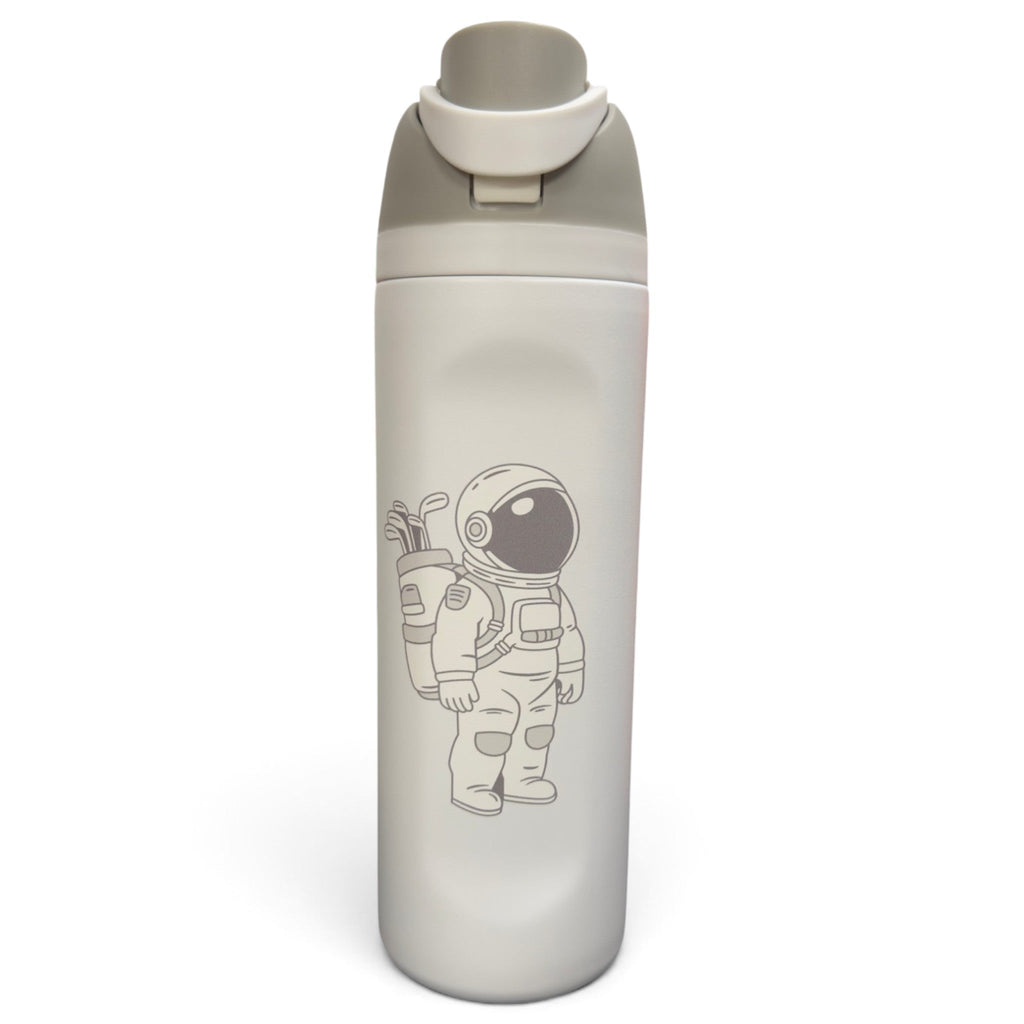 Astronaut Walker (White Out) Hydration Bottle | 24oz Insulated Stainless Steel | Flip Straw Lid w/ Handle