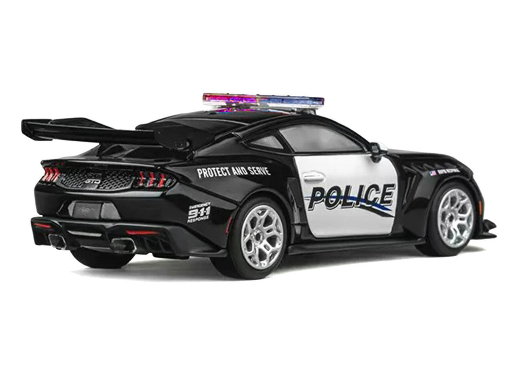 Ford Mustang GTD "Police" Black and White 1/64 Diecast Model Car by CM Models