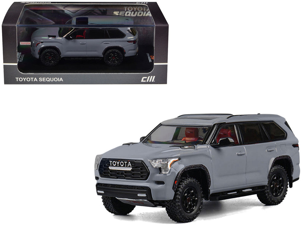 2024 Toyota Sequoia Cement Gray with Red Interior 1/64 Diecast Model Car by CM Models