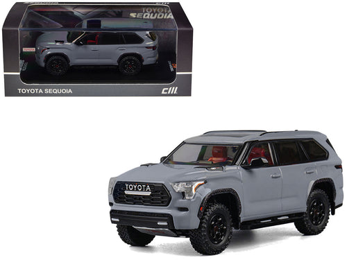 2024 Toyota Sequoia Cement Gray with Red Interior 1/64 Diecast Model Car by CM Models