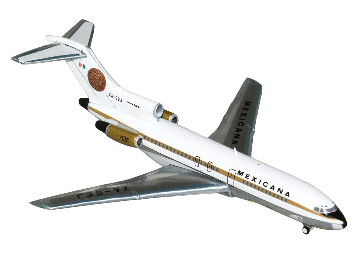 Boeing 727-100 Commercial Aircraft "Mexicana de Aviacion" (XA-SEJ) White with Gold Stripes 1/400 Diecast Model Airplane by GeminiJets