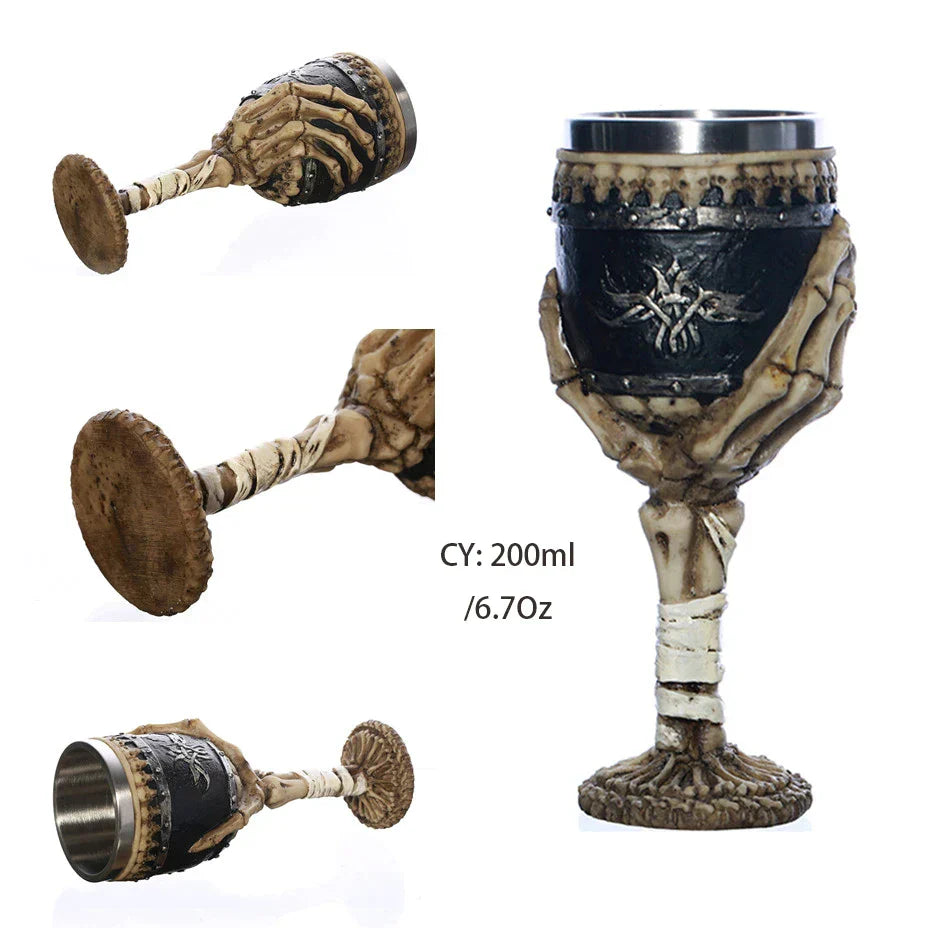 DecorBites™ Gothic Skull Resin Wine Glass 200ml bar drinkware cocktail whiskey cup