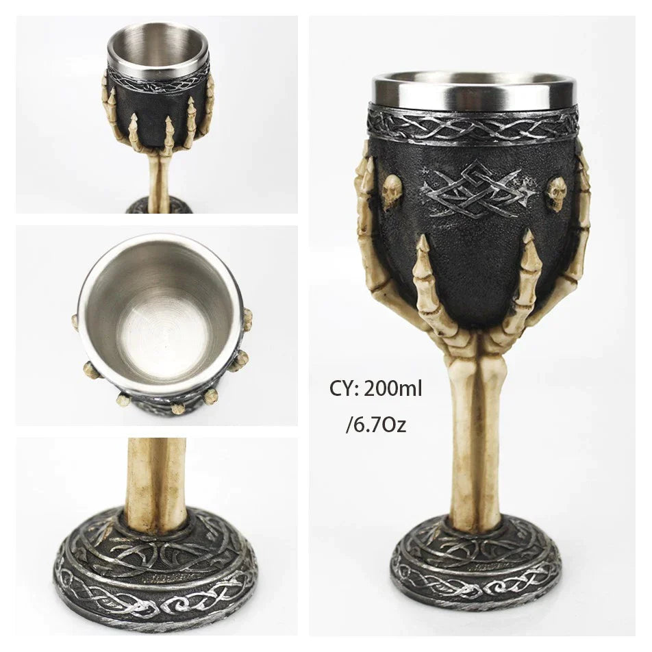 DecorBites™ Gothic Skull Resin Wine Glass 200ml bar drinkware cocktail whiskey cup