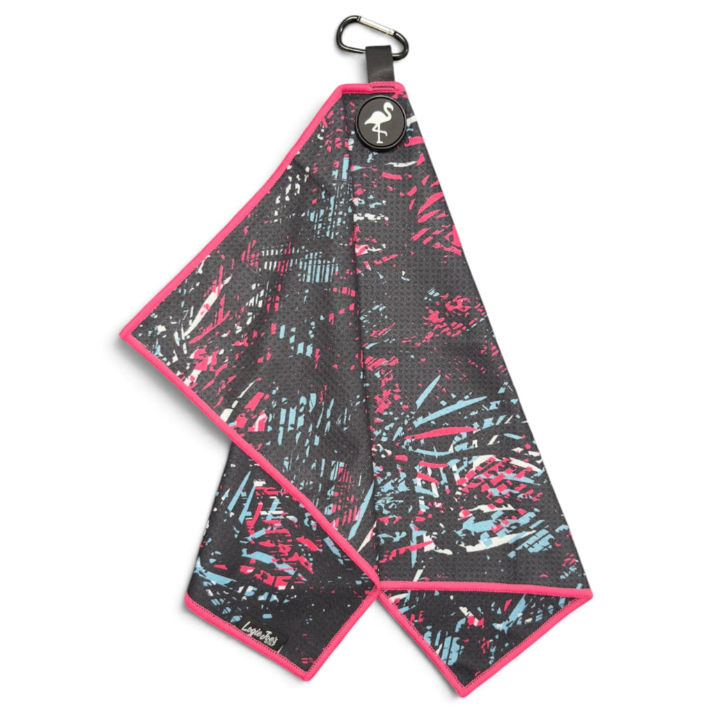 Shadow Palms Golf Towel | 24” x 16” Microfiber Towel | Magnetic Clip & Carabiner | Premium Golf Accessory