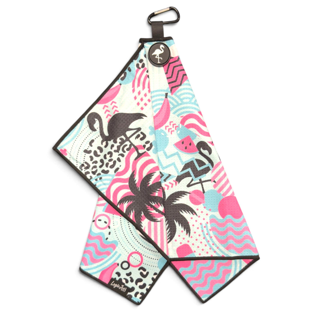 Exotic Flock Golf Towel | 24” x 16” Microfiber Towel | Magnetic Clip & Carabiner | Premium Golf Accessory