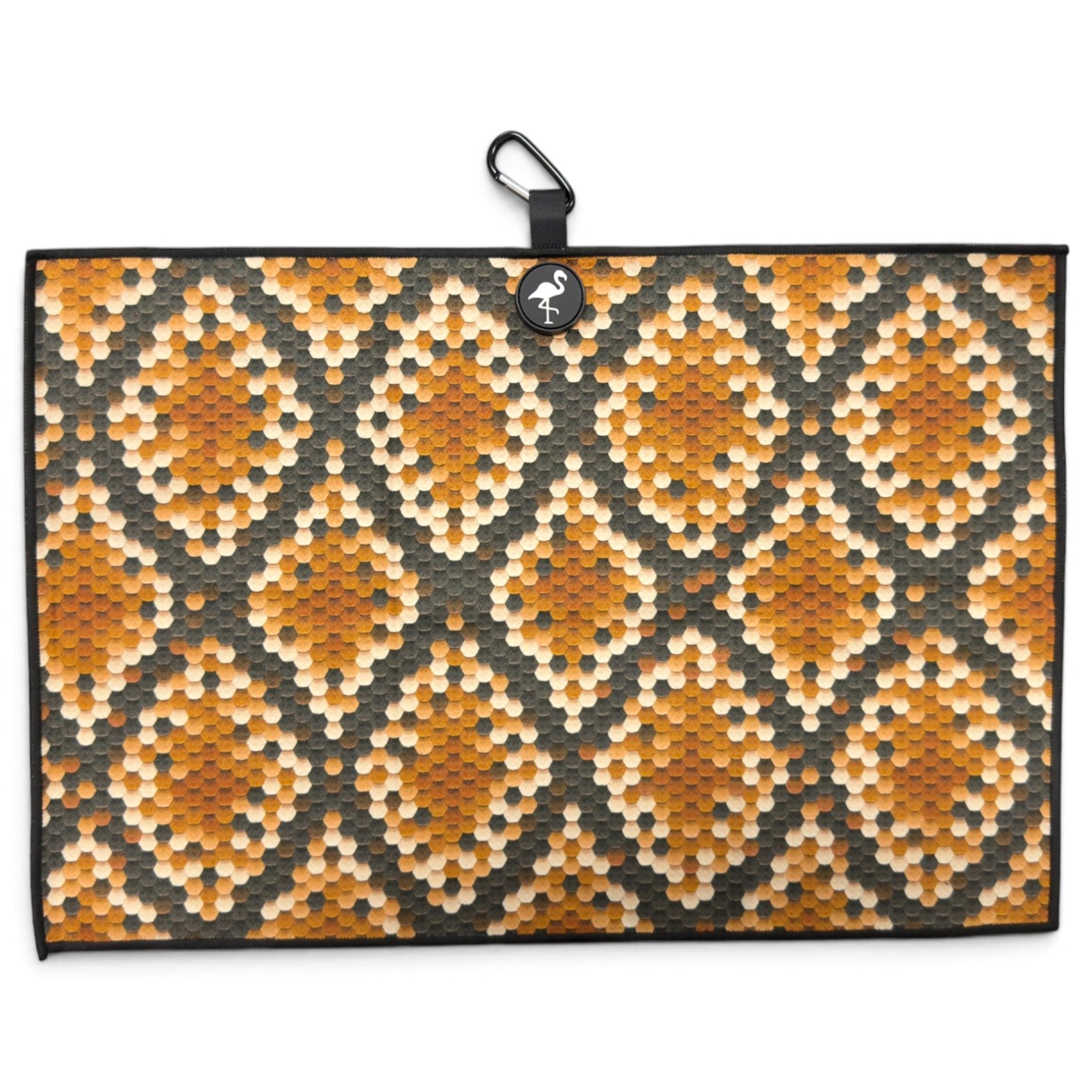 Real Snake Skin Golf Towel | 24” x 16” Microfiber Towel | Magnetic Clip & Carabiner | Premium Golf Accessory