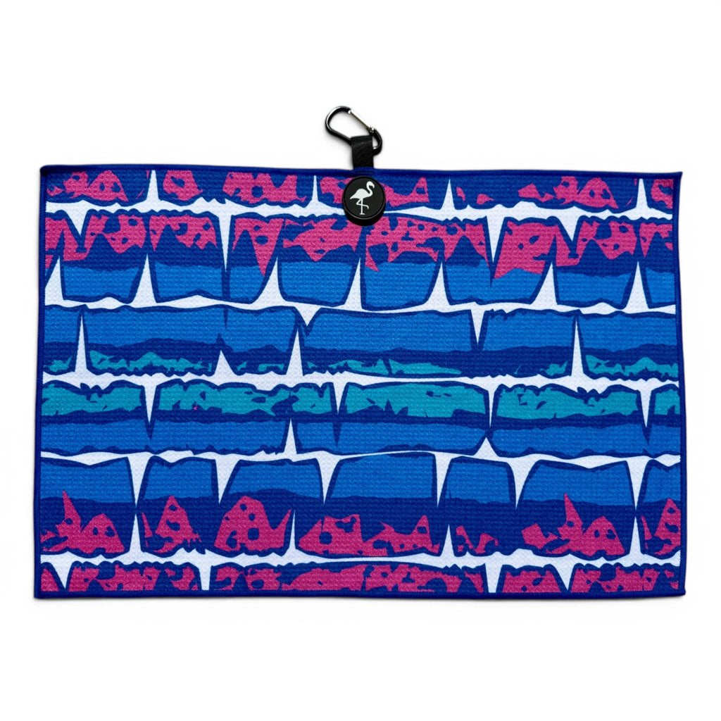Miami Frequency Golf Towel | 24” x 16” Microfiber Towel | Magnetic Clip & Carabiner | Premium Golf Accessory