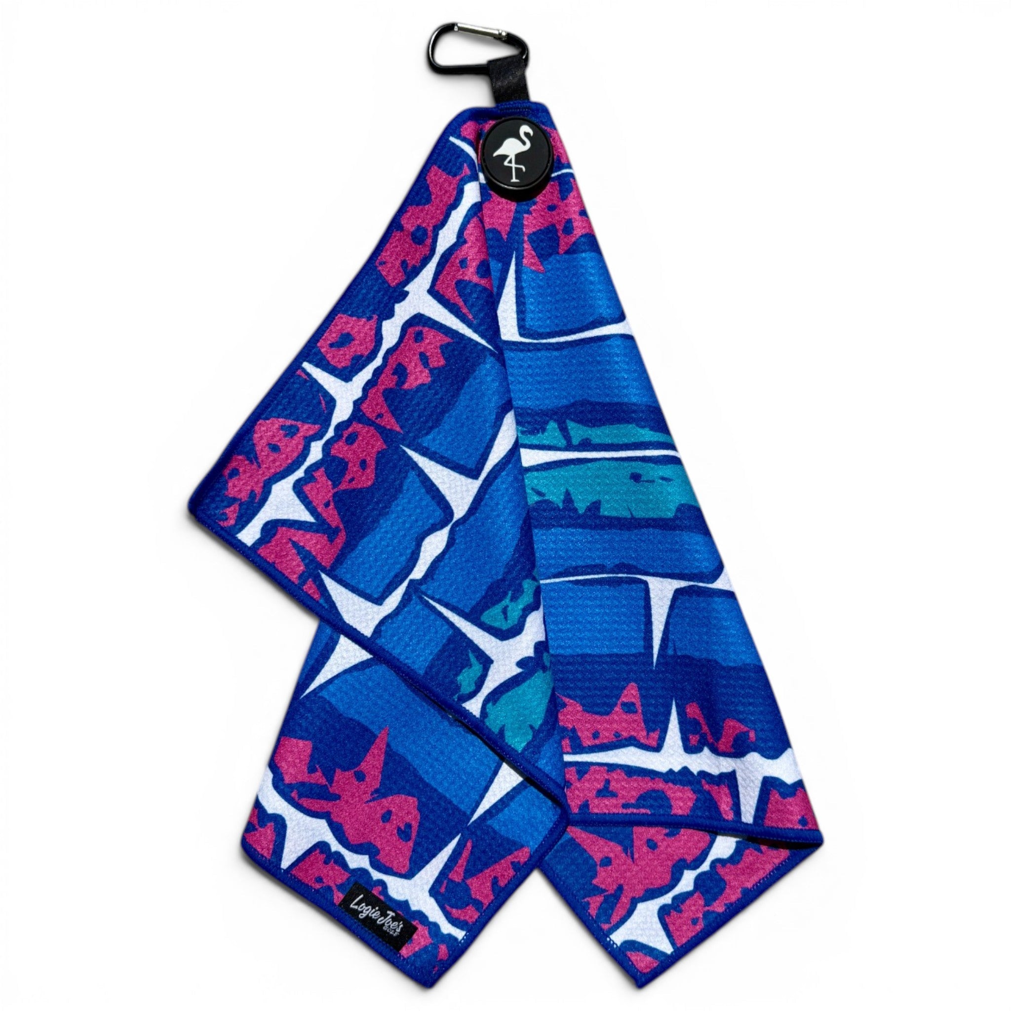 Miami Frequency Golf Towel | 24” x 16” Microfiber Towel | Magnetic Clip & Carabiner | Premium Golf Accessory