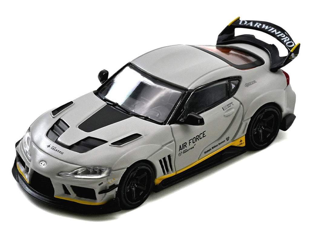 Toyota Supra (A90) WBK DarwinPro "Air Force" Matt Gray with Carbon Accents 1/64 Diecast Model Car by Inno Models