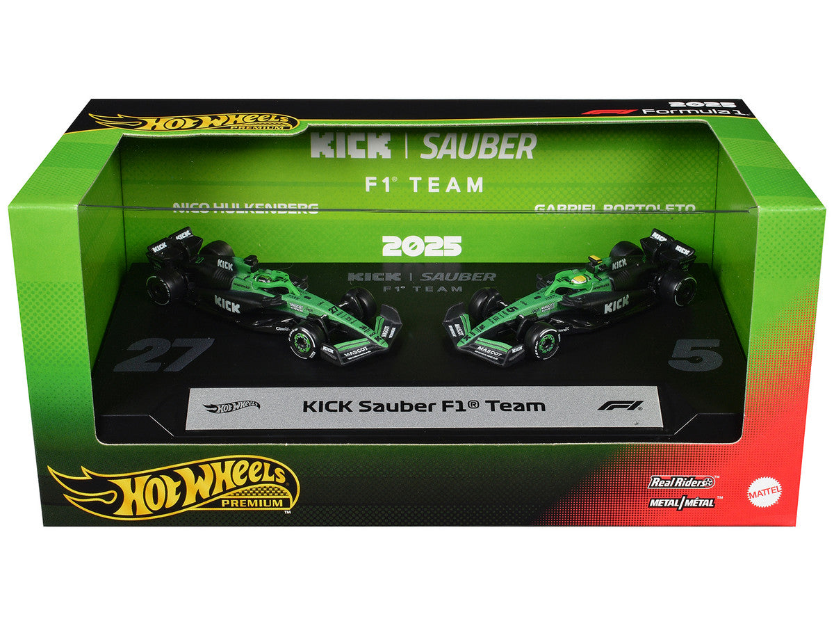 "Kick Sauber F1 Team" Formula One F1 World Championship (2025) 2 Piece Set Diecast Model Cars by Hot Wheels
