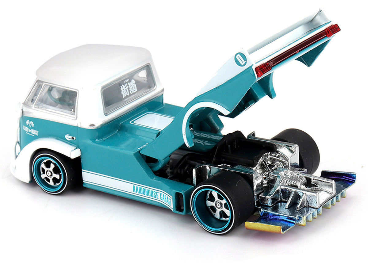 Volkswagen T1 "Kaido Works V1" Truck Turquoise with White Top and Stripes (Designed by Jun Imai) "Kaido House" Special 1/64 Diecast Model Car by Mini GT