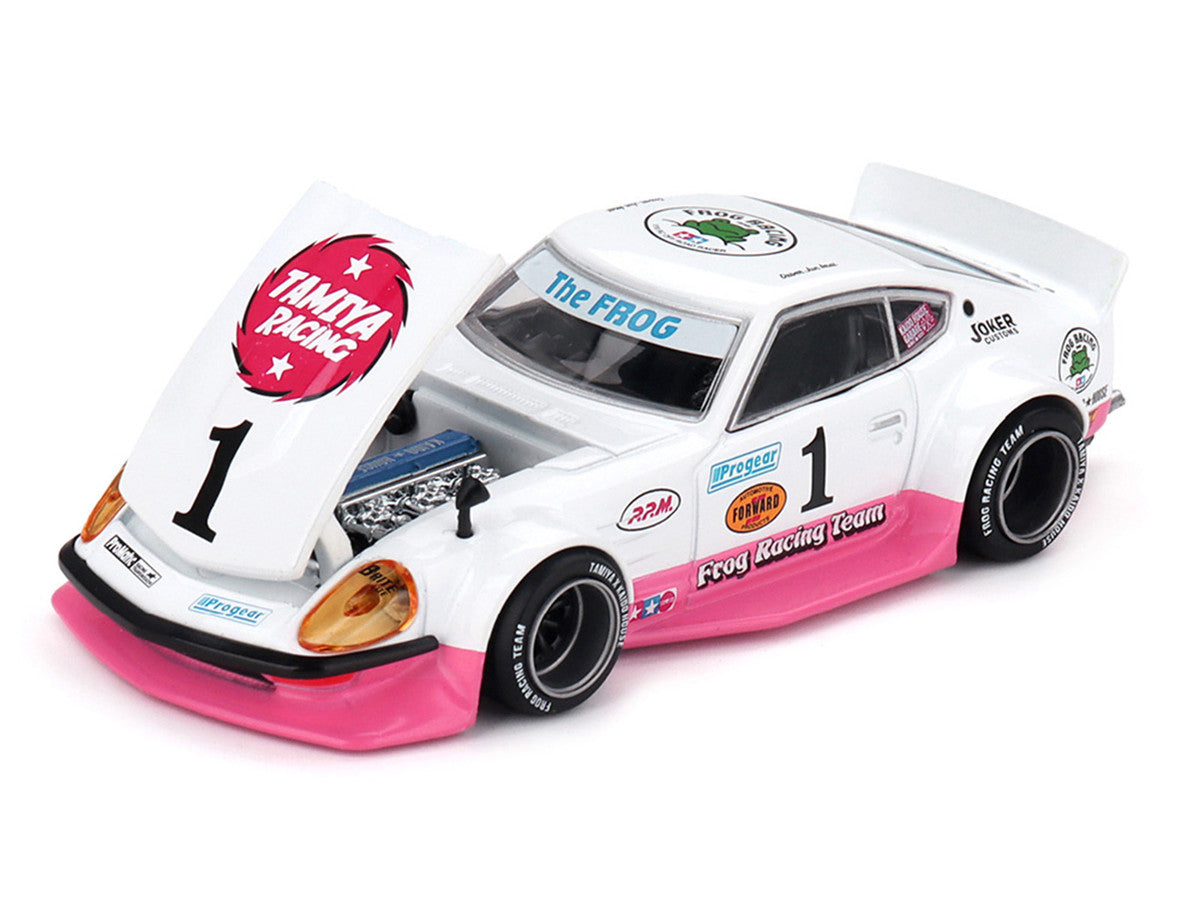 Nissan Fairlady Z RHD (Right Hand Drive) #1 "Tamiya Racing - Frog Racing Team" White and Pink (Designed by Jun Imai) "Kaido House" Special 1/64 Diecast Model Car by Mini GT