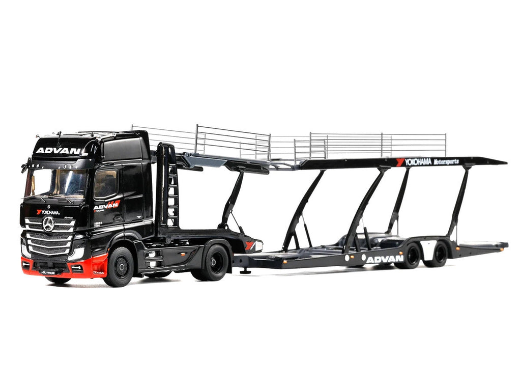 Mercedes-Benz Actros Gigaspace Auto Transporter "ADVAN Yokohama" Black 1/64 Diecast Model by GCD